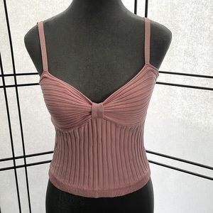 Ribbed pink knit top